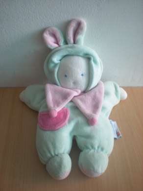 Doudou Lapin Moulin roty Vert rose 