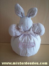 Doudou Lapin Moulin roty Vichy rose Brodé vite un calin