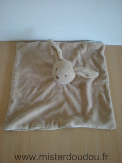 Doudou Lapin Natalys Marron dessous raye marron ecru 