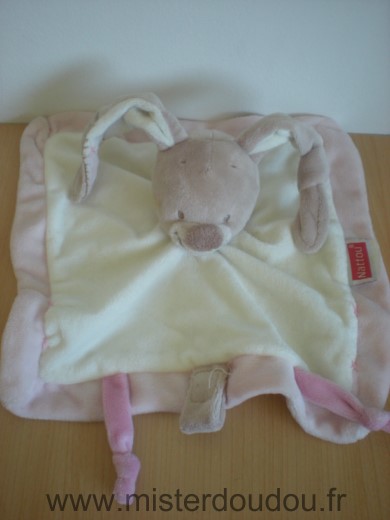 Doudou Lapin Nattou Beige blanc rose 