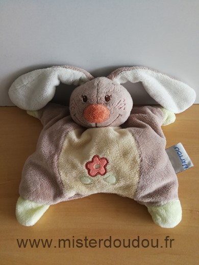 Doudou Lapin Nattou Beige jaune fleur 