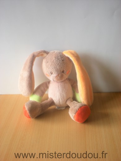 Doudou Lapin Nattou Beige orange vert 