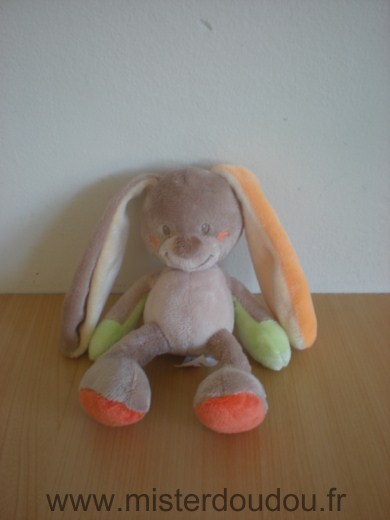 Doudou Lapin Nattou Beige vert orange  thermoscan 