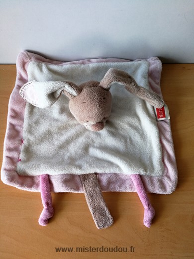 Doudou Lapin Nattou Rose blanc beige Quelques bouloches dessous