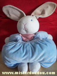 Doudou Lapin Nature et découvertes Bleu clair foulard rose Lapin musical