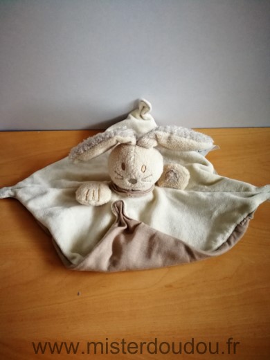 Doudou Lapin Nature et découvertes Ecru desssous beige 