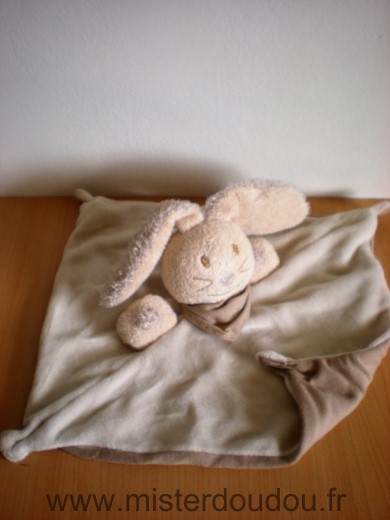 Doudou Lapin Nature et découvertes Velours beige dessus tissus marron dessous 