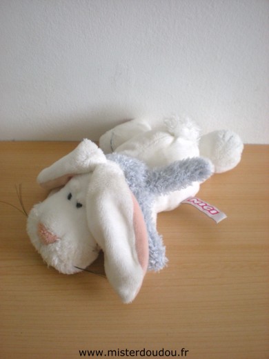 Doudou Lapin Nici Blanc echarpe bleue 