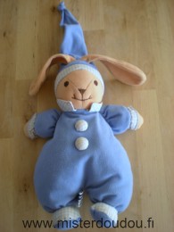 Doudou Lapin Nico dingo Bleu marron 