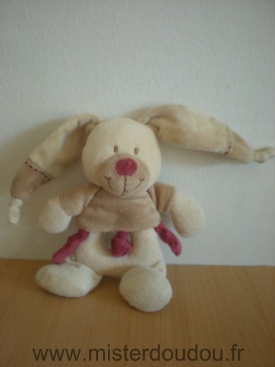 Doudou Lapin Nicotoy Beige bordeau 