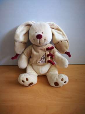 Doudou Lapin Nicotoy Beige bordeau 