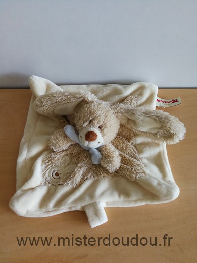 Doudou Lapin Nicotoy Beige echarpe bleue 