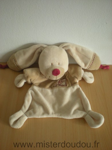 Doudou Lapin Nicotoy Beige marron bordeau 