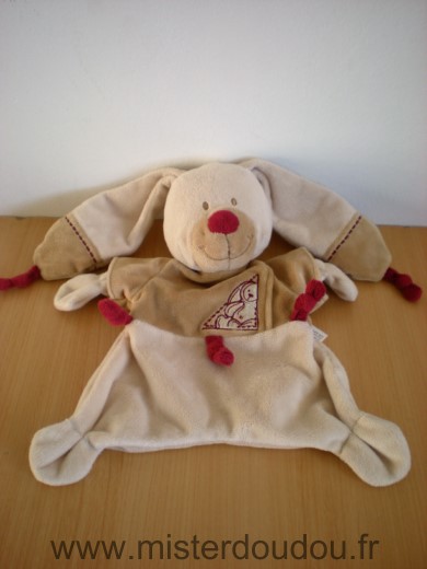 Doudou Lapin Nicotoy Beige marron bordeau 