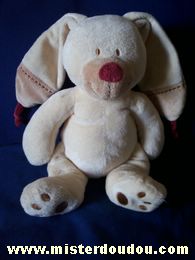 Doudou Lapin Nicotoy Beige nez bordeau 