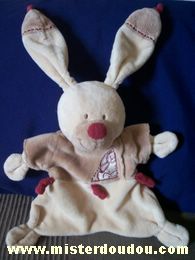 Doudou Lapin Nicotoy Beige nez bordeau Manque étiquette.