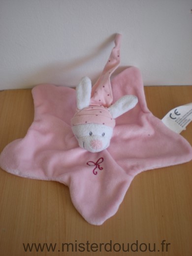 Doudou Lapin Nicotoy Bla&nc rose forme etoile 