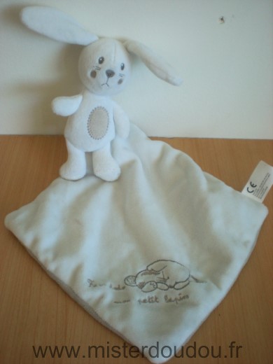 Doudou Lapin Nicotoy Blanc beige mouchoir blanc fais dodo mon petit lapin 