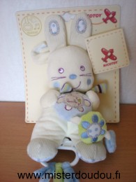 Doudou Lapin Nicotoy Blanc bleu vert my baby Musical