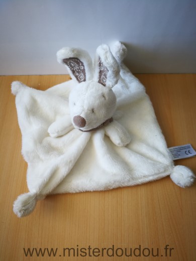 Doudou Lapin Nicotoy Blanc foulard beige simba toys 