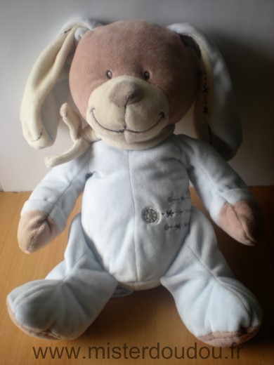 Doudou Lapin Nicotoy Bleu beige 