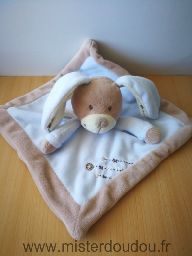 Doudou Lapin Nicotoy Bleu beige 