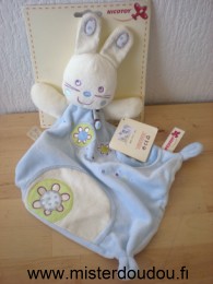 Doudou Lapin Nicotoy Bleu blanc 