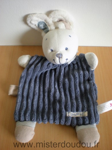 Doudou Lapin Nicotoy Bleu marine blanc 