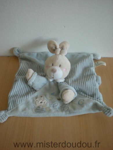 Doudou Lapin Nicotoy Bleu motif lapin a b c Expédition du doudou prevue le 25/07