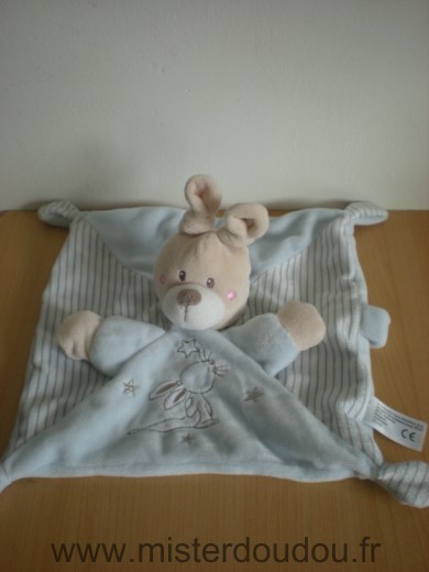 Doudou Lapin Nicotoy Bleu motif lapin etoiles 