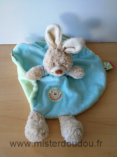 Doudou Lapin Nicotoy Bleu vert rond 