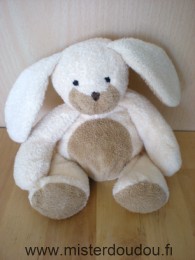 Doudou Lapin Nicotoy Ecru beige Pompon de la queue un peu usé