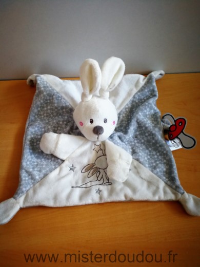 Doudou Lapin Nicotoy Gris blanc lapin etoiles 