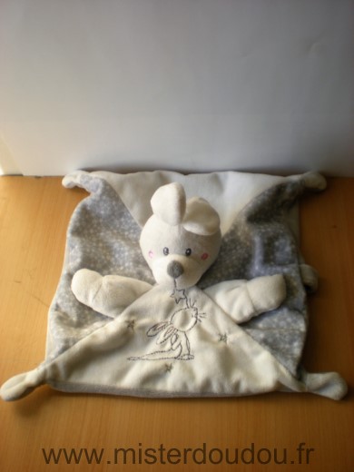 Doudou Lapin Nicotoy Gris blanc motif lapin etoiles simba 