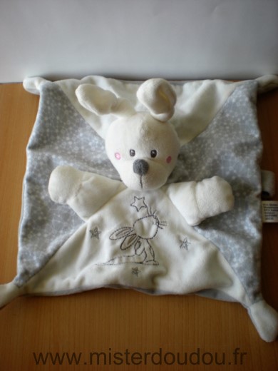 Doudou Lapin Nicotoy Gris blanc motif lapin etoiles simba 