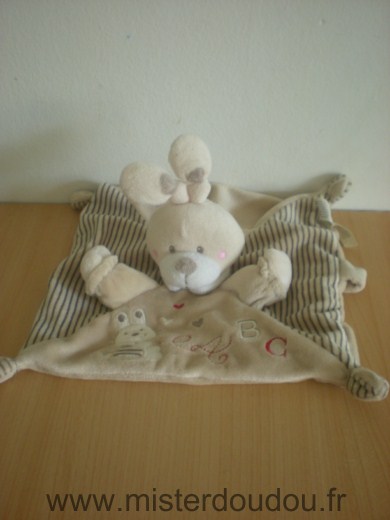 Doudou Lapin Nicotoy Lapin kiabi beige brode lapin a b c 