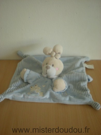 Doudou Lapin Nicotoy Lapin kiabi bleu motif lapin a b c 