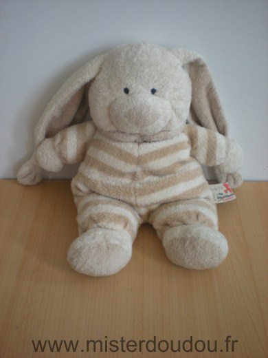 Doudou Lapin Nicotoy Rayé beige écru 