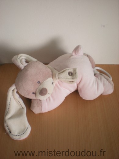 Doudou Lapin Nicotoy Rose beige ecru 