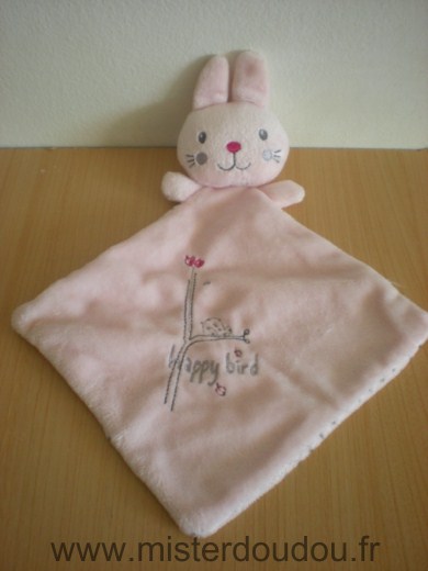 Doudou Lapin Nicotoy Rose happy bird 