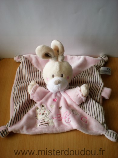 Doudou Lapin Nicotoy Rose motif lapin abc 