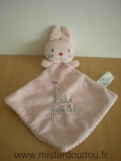 Doudou Lapin Nicotoy Rose oiseau happy bird 