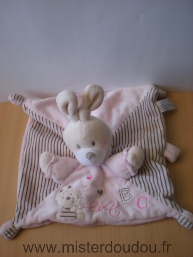 Doudou Lapin Nicotoy Rose rayures 