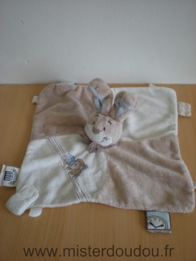 Doudou Lapin Noukie s Beige blanc train oscar tidou 