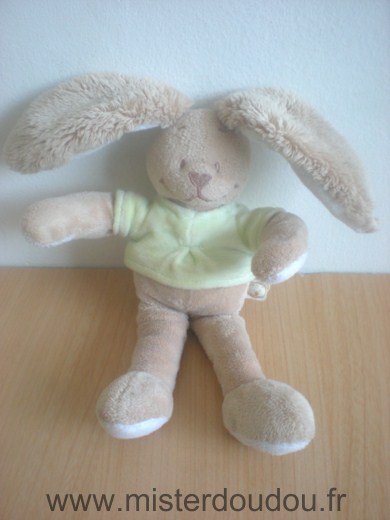 Doudou Lapin Noukie s Beige tshirt vert 