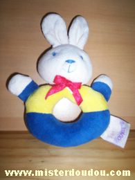 Doudou Lapin Noukie s Blanc jaune bleu 