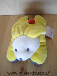 Doudou Lapin Noukie s Jaune bleu rouge blanc Avec du velcro sous les pattes