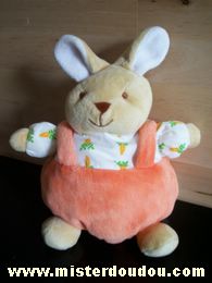 Doudou Lapin Noukie s Orange chemise avec motifs carottes 