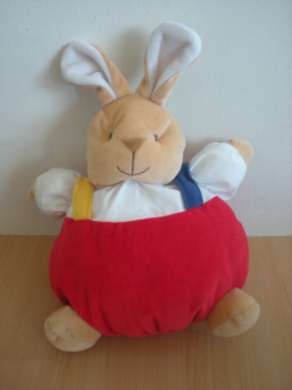 Doudou Lapin Noukie s Rouge blanc jaune bleu 