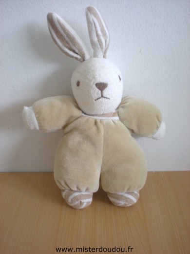 Doudou Lapin Nounours Beige blanc 